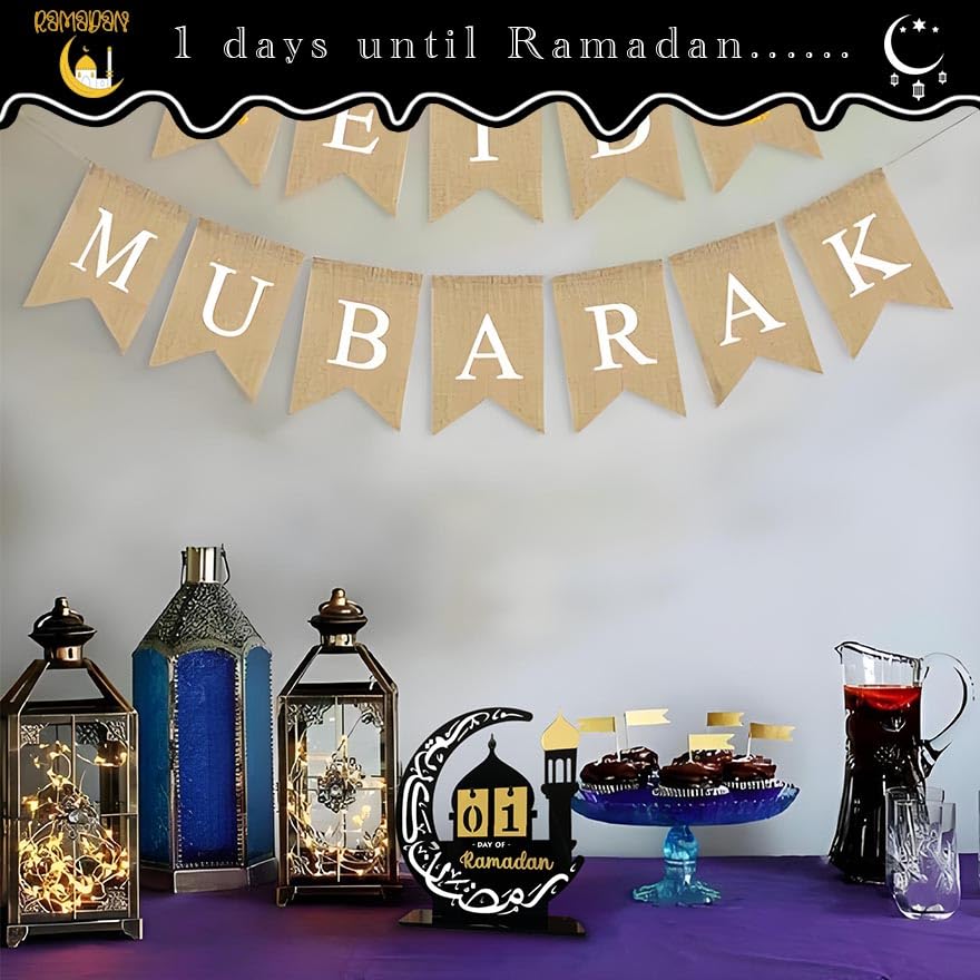 Ramadan Advent Calendar 30 Days Countdown Calendars for Ramadan Eid Mubarak Centerpieces Decorations for Home Office Table