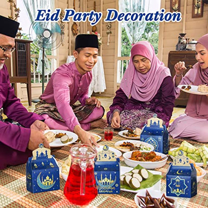 24 Pieces Eid Mubarak Treat Boxes Eid Mubarak Goodie Gable Boxes Ramadan Mubarak Favor Boxes Ramadan Kareem Treat Boxes for Eid Party Decoration Supplies Snack Sugar Chocolate Goodie Toy