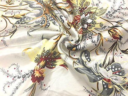 YOUR SMILE Silk Like Scarf Women's Fashion Pattern Large Square Satin Headscarf Headdress - color: 131