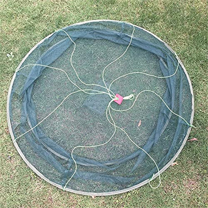 Foldable Fish Catching Net, Hand Cast Cage for Shrimp and Crab - size: Top Dia:59" Bottom Dia:47.2"