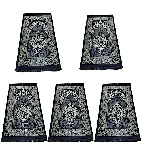 Ottoman Turkish Style Slim Muslim Prayer Rug - Prayer Mat Muslim for Men, Women and for Kids - Perfect Ramadan Gift (5 Thin Prayer Rugs) - style: 5 thin