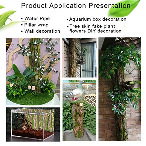 PINVNBY Reptile Terrarium Cork Background, Bearded Dragon Tank Bark Backdrop Wall Decor with Artificial Moss for Gecko Lizard Tortoise Frog Chameleon(4 Pack) - size: 【4 PCS】