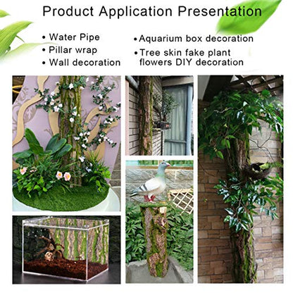 PINVNBY Reptile Terrarium Cork Background, Bearded Dragon Tank Bark Backdrop Wall Decor with Artificial Moss for Gecko Lizard Tortoise Frog Chameleon(4 Pack) - size: 【4 PCS】