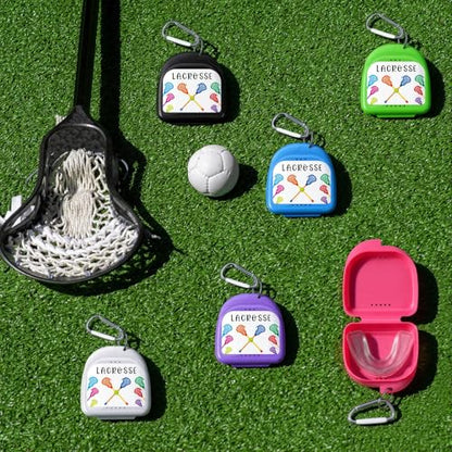 Vicenpal 6 Pcs Lacrosse Mouthguard Case with Carabiner Sticker Lacrosse Holder Mouthguard Case for Youth Adult Sports Protection and Travel Storage Secure