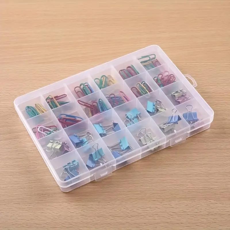 24 Grids Clear Plastic Organizer Box with Adjustable Dividers, Small Craft Organizers and Storage, Clear Compartment Container Storage for Jewelry, bead, DIY Crafts, Fishing Tackles, Small Parts