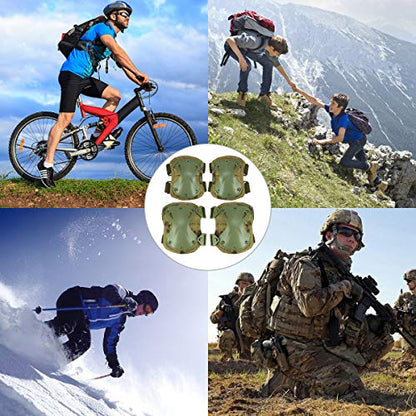 Combat Knee & Elbow Protective Pads Set for Outdoor CS Paintball Game Cycling Safety Skateboarding Gear Skates Knee Protection Guard Pads - color: FG