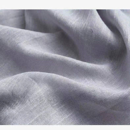 Solid color cotton and linen scarf, wrinkled all season versatile long sunscreen fashionable shawl - color: Light Gray