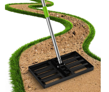 GARDTECH 16x10 Inch Lawn Leveling Rake Heavy Duty Adjustable Handle Yard Tool – Reinforced Steel Landscape Rake for Lawn Leveling, Soil Grading, Golf Course & Backyard Care - size: 16''x10''