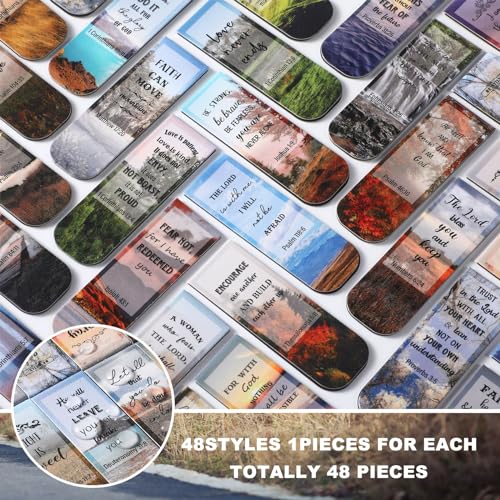 Zonon 48 Pcs Bible Verse Magnetic Christian Bookmarks Clips Forest Style - style: Forest Style