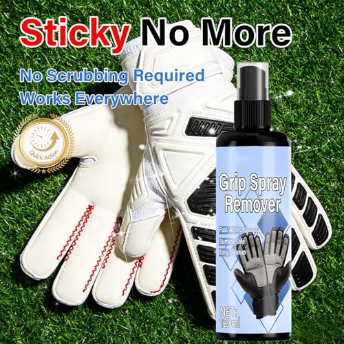 Grip Spray Remover, with Fast Acting Formula, 120ml, Sports Glove Cleaner, Soccer Glove Maintenance, Maintains Optimal Grip, for Soccer, Baseball, Batting, and Field Sports