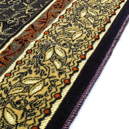 Muslim Prayer Rug, Soft Plush Thin Islamic Prayer Mat, Janamaz, Sajada, Praying Carpet, Islamic Gift, Foldable Portable Turkish Prayer Mat for Men&Women, Lightweight Travel Prayer Rug, 26"x43" - color: Jeddah / Browncacao