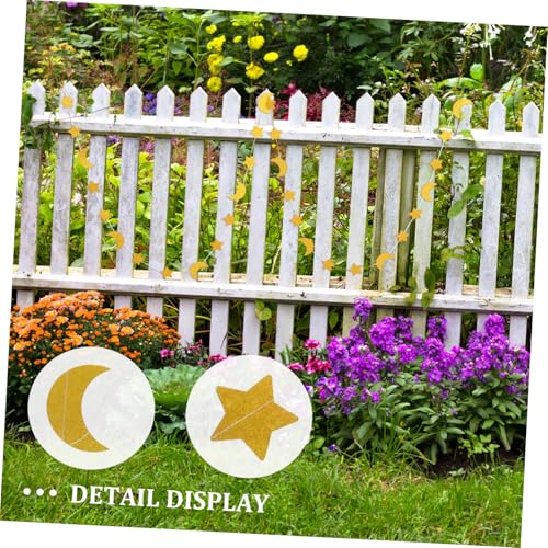 Moon Star Glitter Garland Banner for Shower Wedding Eid Mubarak and Birthday Party Decorations Hanging Streamer Charming Star and Moon Design