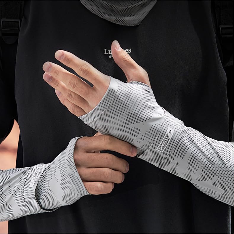 UV-Sun-Protection-Arm-Sleeves for Men Women Youth Cooling Arm Cover with Thumb Hole for Summer Outdoor Sports