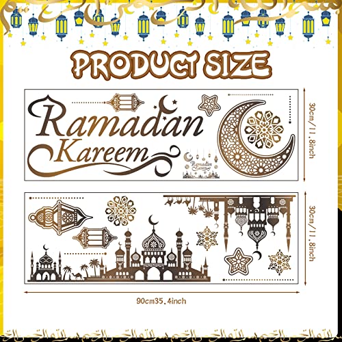 Faccito Ramadan Decorations Ramadan Eid Mubarak Kareem Stickers, Islamic Wall Decor Happy Ramadan Mubarak Arabic Party Decor, Window Living Room Bedroom Mirror Wall Ramadan Party Decorations Supplies