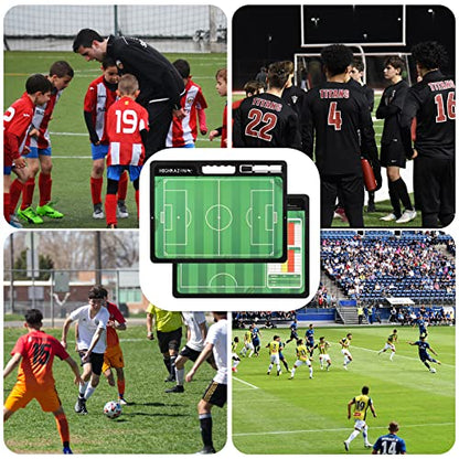 Dry Erase Soccer Clipboard for Coach, Premium Tactical Soccer Coaching Board, Portable Double Sides Full & Half Court Dry Erase Board with Marker - style: Soccer-C