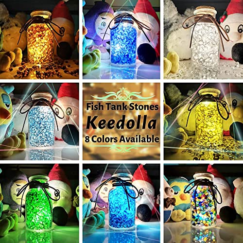 Keedolla 2 lbs/900g Aquarium Sea Glass Pebble Stones, 6-9mm Fish Tank Gravel Marble Rock for Aquarium, Fish Turtle Tank, Vase Fillers, Garden - Amber - color: Amber, size: 2 Pound