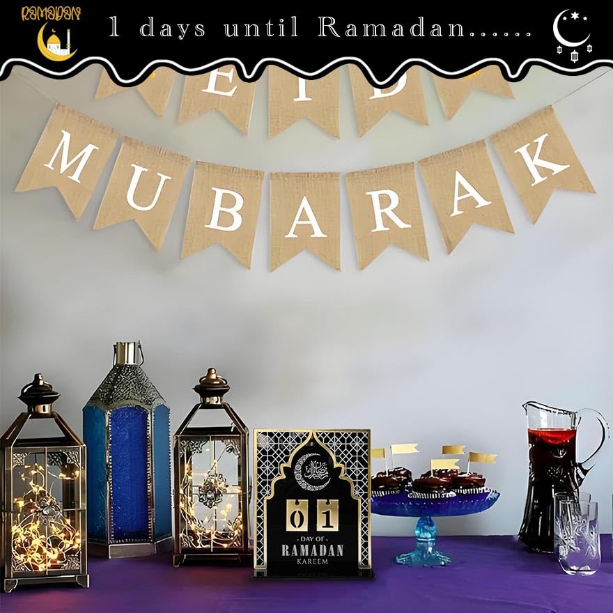 Ramadan Advent Calendar 30 Days Eid Mubarak DIY Countdown Calendar Ramadan Centerpieces Decoration Parties Islam Muslim Table Decor for Ramadan Party