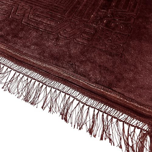 Empire Home Islamic Prayer Rug Oversized Soft Thick Plush Musalla Mat - for Men Women Childred - سجادة صلاة (Rust) - color: Rust