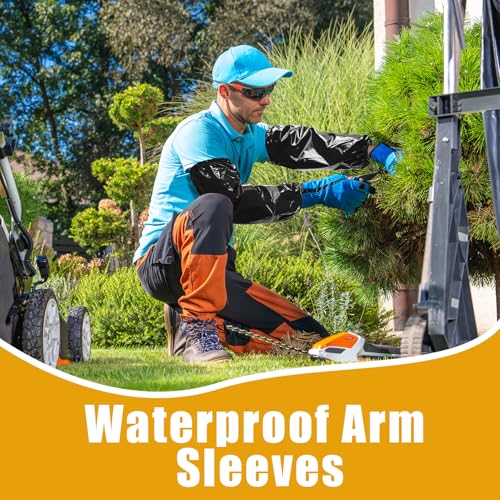 Yzurbu 2 Pairs Arm Sleeves Covers, Soft Waterproof Oil-proof Sleeves Protector for Arm with Elastic on Cuffs - color: Black - 2pairs
