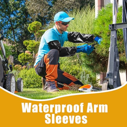 Yzurbu 2 Pairs Arm Sleeves Covers, Soft Waterproof Oil-proof Sleeves Protector for Arm with Elastic on Cuffs - color: Black - 2pairs
