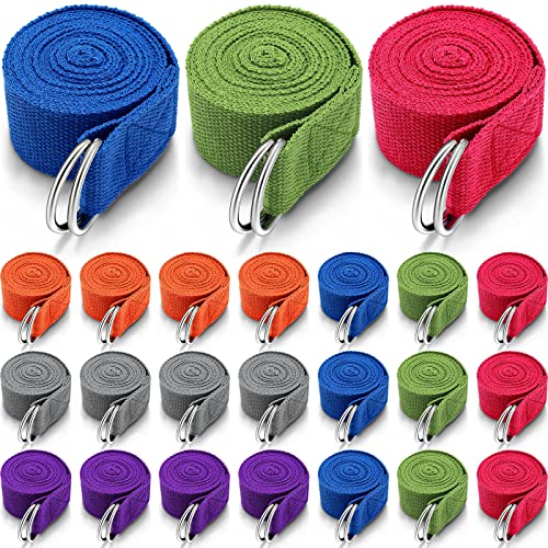 Leyndo Yoga Strap Stretching Pilates Exercise Adjustable Straps 6 ft Non Elastic Yoga Belt with Adjustable D Ring Buckle for Pilates Gym Workouts Fitness - color: Bright