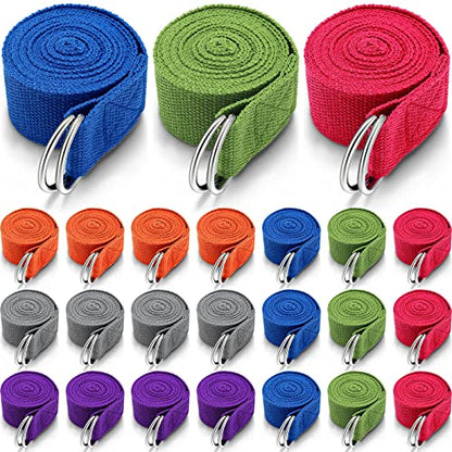 Leyndo Yoga Strap Stretching Pilates Exercise Adjustable Straps 6 ft Non Elastic Yoga Belt with Adjustable D Ring Buckle for Pilates Gym Workouts Fitness - color: Bright