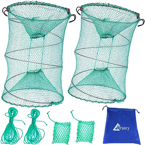 Foldable Fishing Trap for Bait Shrimp Crawfish Minnow Net Portable Accessories 11.8 x 11.8 x 15.7 (30cm x 40cm) 1/4 in Mesh Collapsible Fish Trap - color: 2Pcs