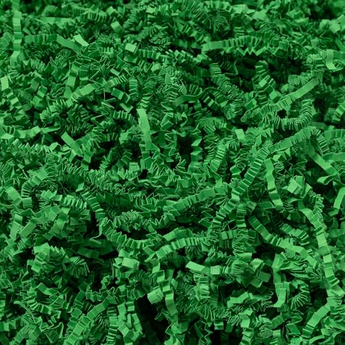 Wowxyz 1 LB Crinkle Cut Paper Shred Green Crinkle Shredded Paper for Gift Baskets - Gift Box Bag Filler - Confetti Stuffing for Birthday, Holiday Present Packaging Wrapping - color: Green