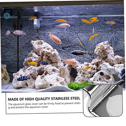Fish Tank Cover Brackets Stainless Steel Aquarium Lid Clips for Glass Cover Support 4 Pack Aquarium Hood Clips to Hold Lid Securely for Tank Cleaning and Water Changes