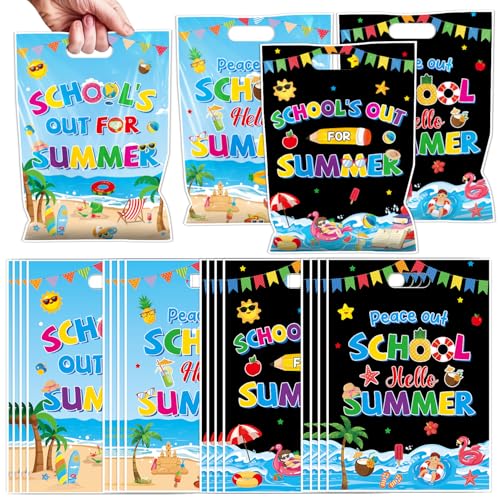 Falueqg School's Out for Summer Party Favors - 100 Pcs End of School Year Goodie Candy Gift Bags Last Day of School Party Supplies for Summer Vacation Graduation Preschool Decorations - color: School out for Summer