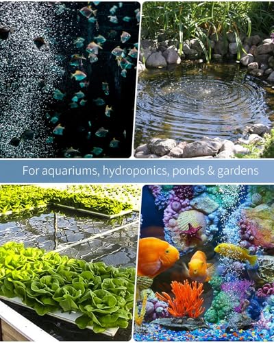Pawfly 254 GPH Aquarium Air Pump Adjustable Quiet Oxygen Aerator Pump with Multi-Port Air Flow Control Lever Valve Splitter and Airline Tubing for Fish Tanks Ponds and DWC Systems Up to 300 Gallons - size: Basic Standard (Up to 300 Gallon)