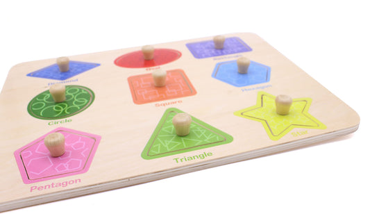 Aile Toddler Wooden Preschool Learning Shape Peg Puzzle Board Toys - style: Shape Puzzle