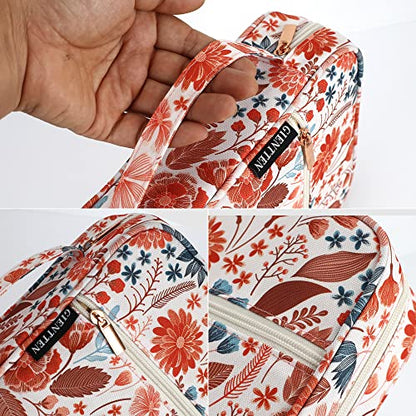 Bible Cover for Women with Flowers Printing, Bible Books Carrying Case with Durable Handle, Quilted Case for Girls Bible Study Supplies Accessories