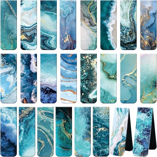 Zonon 24 Pcs Ocean Magnetic Bookmarks Summer Blue Magnet Page Markers Page Clip Funny Bookmark Gifts for Graduation Reading Lover Women, Men Classroom Prize Graduation Party Favors - style: Ocean