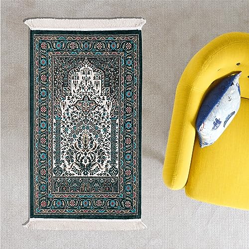 Islam Green Praying Mat, Travel Prayer Rug, Ramadan Gifts - color: Green
