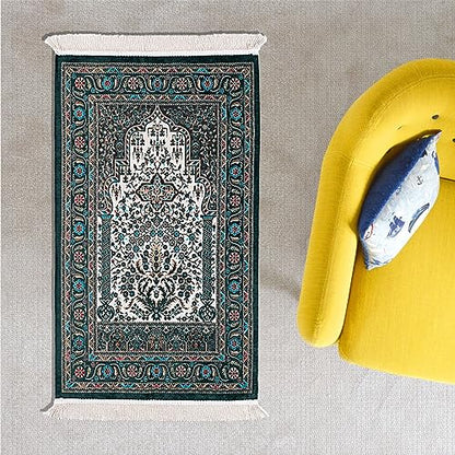 Islam Green Praying Mat, Travel Prayer Rug, Ramadan Gifts - color: Green