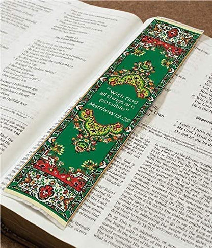 Woven Carpet Bookmark, with God All Things are Possible, Matthew 19:26 - color: All Things Are Possible, size: Single