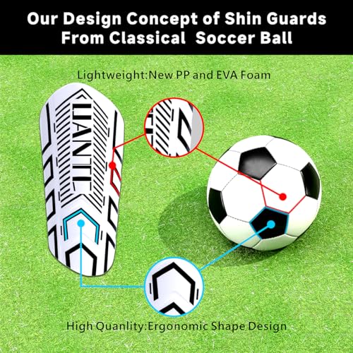 Shin Guards - Soccer Shin Guards with Cushion Protection for Kids/Adults - color: Black and Whtie,Shin Pads 2 Pairs, size: Medium
