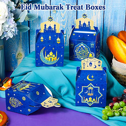24 Pieces Eid Mubarak Treat Boxes Eid Mubarak Goodie Gable Boxes Ramadan Mubarak Favor Boxes Ramadan Kareem Treat Boxes for Eid Party Decoration Supplies Snack Sugar Chocolate Goodie Toy