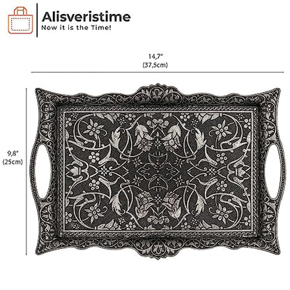 Alisveristime Big Square Zamac Serving Tray, 14.5 x 9.85 in (Black) - color: Black