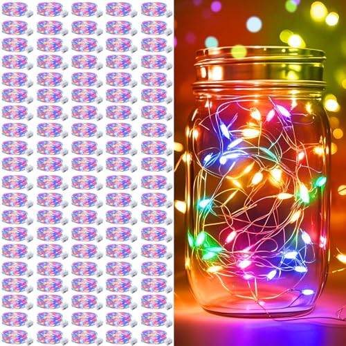 pozzolanas 100 Pack Multicolor Battery Operated String Lights - 7ft Waterproof Fairy Lights with 20 LEDs for Home, Mason Jar, Party, Wedding, Halloween, Christmas Decorations - color: Colorful, size: 100 Pack