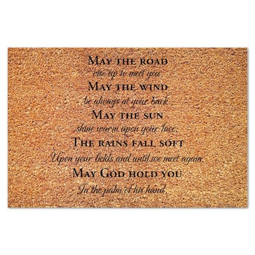 May The Road Rise Up to Meet You Coir Doormat Rectangular Rug Farmhouse Quote Saying Durable Coir Non Slip Mat for Home Entrance Floor Door Porch 16x24in - color: Style-3, size: 2' x 1'4" (Rectangular)