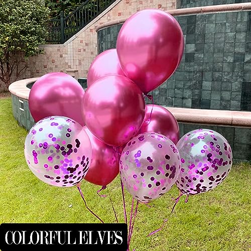 12 Inch 100 Pcs Metallic Chrome Hot Pink Balloons Shiny Thicken Latex Balloon Party Decoration (Hot Pink) - color: Hot Pink