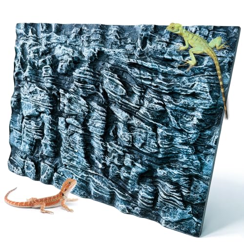23.6x17.7in Rock Terrarium Background,3D Reptile Tank Background Board,Amphibian Stereo Backdrop Wall,Lizard Snake Gecko Spider Turtle Fish pet silo Background Decorative Panel(Blue) - color: Blue-23.6"* 11.8"（1pcs）