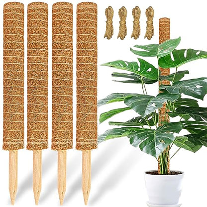 【4 Pack】 JJGoo Moss Pole, 17 inch Coco Coir Totem Poles Extending to 53 Inches, Plant Support Stick Plant Poles for Indoor Plants Climbing Plants Monstera, Sphagnum, Pothos - size: 4 Pack 17 inch