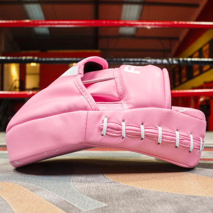FORZA Boxing Focus Pads | Curved PU Leather Strike Mitts with Shock-Absorbing Foam – Premium Training Gear for Boxing, Kickboxing, and MMA - color: Pink