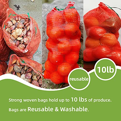 10 lb Mesh Onion Bags 100pcs, 11"×18" Mesh Produce Bags Hanging Reusable Breathable Vegetable Storage Net Bag with Drawstring for Onions Potatoes Citrus Crawfish, Red (Pack of 100) - style: Pack of 100