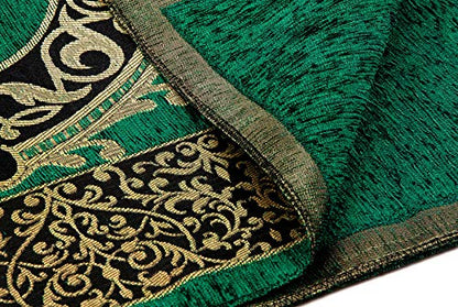 ihvan online Muslim Prayer Rug with 99 Beads Tasbih, Soft Chenille Sajadah, Lightweight & Foldable Janamaz, Portable Travel Prayer Mat, Islamic Gift for Eid, Ramadan, Hajj & Umrah, Green - color: Green