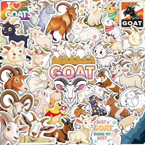 100Pcs Goat Stickers Bulk for Laptop, Water Bottle - Goat Gifts and Party Supplies - Farm Animals Stickers - Gift for Women & Men - color: Goat Stickers