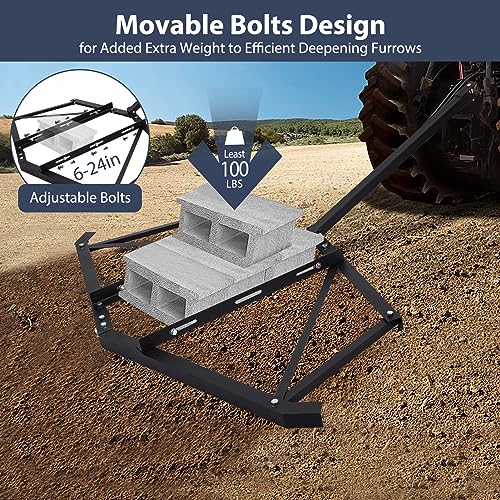 Garvee Heavy-Duty 66" Driveway Drag Grader, w/ 3 Sets Adjustable Bolts & 2 Reinforced Steel Bars, Tow-Behind Harrow with Pin Hitch, Least 100lbs - color: Black 66in